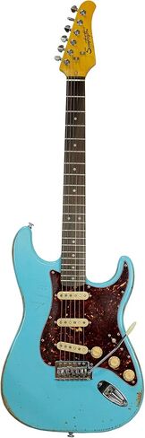 Sawtooth ES Relic Electric Guitar, Aero Blue with Tortoise Pickguard in Saudi Arabia