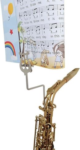 Jiayouy Nickel-Plated Saxophone Marching Lyre Music Sheet Clip for Alto Tenor Saxophone Silver in Saudi Arabia