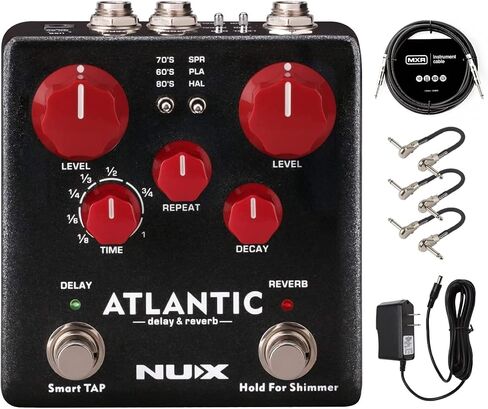 NUX Atlantic Delay & Reverb Bundle with MXR Instrument Cable, 9V Power Supply, and 3 MXR Patch Cables in Saudi Arabia