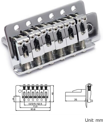 Metallor 6 سلاسل خمر لجام Tremolo Bridge كامل الحجم من الصلب لStrat SQ Style قطع الغيتار الكهربائي استبدال مع شريط وامي كروم. in Kuwait