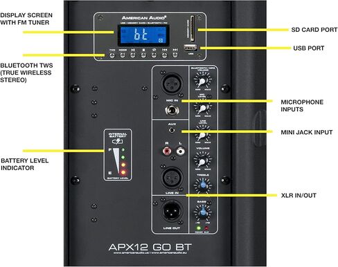 منتجات ADJ، APX12 GO BT، مكبر صوت نشط يعمل بالبطارية بقدرة 200 واط (12 بوصة) in Kuwait