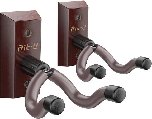 2 حزمة غيتار جدار جبل شماعات - Ait-u المهنية على شكل حرف V الغيتار شماعات جدار جبل قابل للتعديل حامل جدار الغيتار هوك مع قاعدة من الخشب الصلب للقيثارات الصوتية باس القيثارة in Kuwait