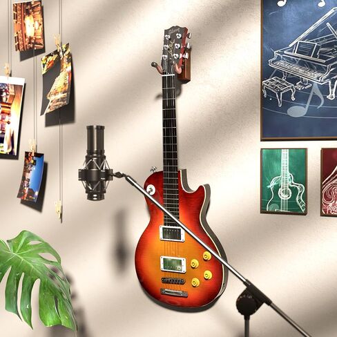 2 حزمة غيتار جدار جبل شماعات - Ait-u المهنية على شكل حرف V الغيتار شماعات جدار جبل قابل للتعديل حامل جدار الغيتار هوك مع قاعدة من الخشب الصلب للقيثارات الصوتية باس القيثارة in Kuwait