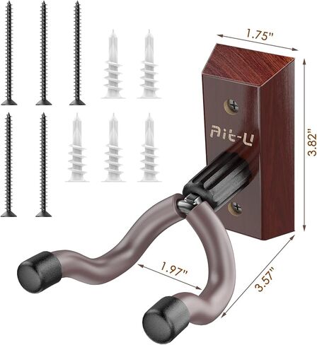 2 حزمة غيتار جدار جبل شماعات - Ait-u المهنية على شكل حرف V الغيتار شماعات جدار جبل قابل للتعديل حامل جدار الغيتار هوك مع قاعدة من الخشب الصلب للقيثارات الصوتية باس القيثارة in Kuwait
