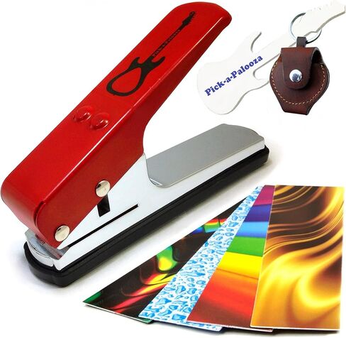 Pick-a-Palooza DIY Guitar Pick Punch مع حامل سلسلة مفاتيح جلدية - أسود in Saudi Arabia