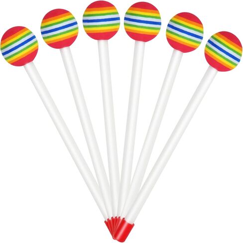 6 قطع من عصا الطبل المصاصة المصنوعة من اللباد براس اسفنجي من البلاستيك، مطرقة تيمباني، عصي طبول قرعية يدوية للاطفال، ملحقات الالات الموسيقية للاطفال in Kuwait