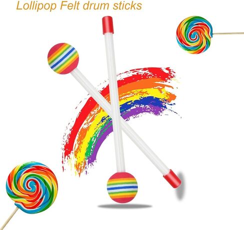 6 قطع من عصا الطبل المصاصة المصنوعة من اللباد براس اسفنجي من البلاستيك، مطرقة تيمباني، عصي طبول قرعية يدوية للاطفال، ملحقات الالات الموسيقية للاطفال in Kuwait