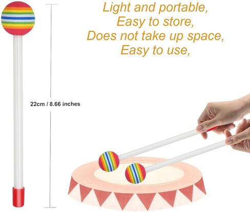 6 قطع من عصا الطبل المصاصة المصنوعة من اللباد براس اسفنجي من البلاستيك، مطرقة تيمباني، عصي طبول قرعية يدوية للاطفال، ملحقات الالات الموسيقية للاطفال in Kuwait