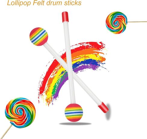6 قطع من عصا الطبل المصاصة المصنوعة من اللباد براس اسفنجي من البلاستيك، مطرقة تيمباني، عصي طبول قرعية يدوية للاطفال، ملحقات الالات الموسيقية للاطفال in Kuwait