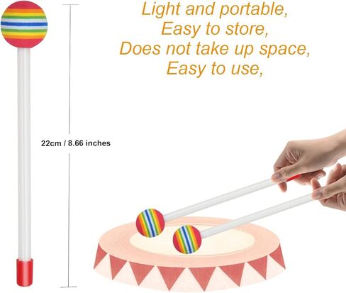 6 قطع من عصا الطبل المصاصة المصنوعة من اللباد براس اسفنجي من البلاستيك، مطرقة تيمباني، عصي طبول قرعية يدوية للاطفال، ملحقات الالات الموسيقية للاطفال in Kuwait