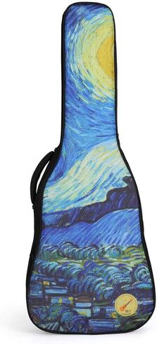 Longteam Van Gogh The Starry Night Guitar Case 10mm Sponge Portable Acoustic Classical Guitars Bag Bass Backpack Gig Bag with Accessory Storage Pocket (40/41 Inch, The Starry Night) in Saudi Arabia