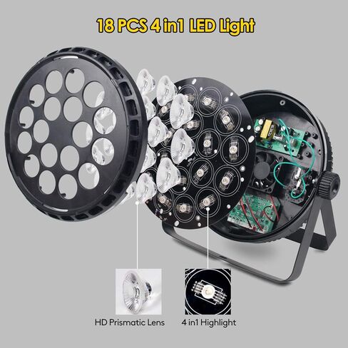 أضواء المسرح LED، 72 وات أضواء بارعة عالية السطوع DJ Disco Up إضاءة المسرح ضوء الصوت المنشط ستروب RGB يمكن أن تضيء مع جهاز تحكم عن بعد وDMX متوافق مع 7 قنوات 7 وضع لعرض بار نادي الزفاف in Kuwait