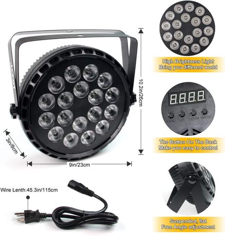 أضواء المسرح LED، 72 وات أضواء بارعة عالية السطوع DJ Disco Up إضاءة المسرح ضوء الصوت المنشط ستروب RGB يمكن أن تضيء مع جهاز تحكم عن بعد وDMX متوافق مع 7 قنوات 7 وضع لعرض بار نادي الزفاف in Kuwait