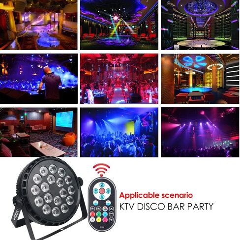 أضواء المسرح LED، 72 وات أضواء بارعة عالية السطوع DJ Disco Up إضاءة المسرح ضوء الصوت المنشط ستروب RGB يمكن أن تضيء مع جهاز تحكم عن بعد وDMX متوافق مع 7 قنوات 7 وضع لعرض بار نادي الزفاف in Kuwait