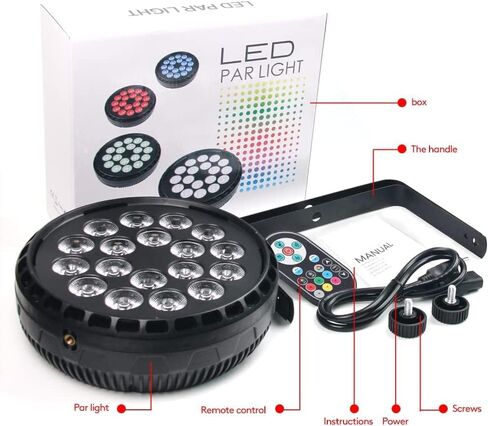 أضواء المسرح LED، 72 وات أضواء بارعة عالية السطوع DJ Disco Up إضاءة المسرح ضوء الصوت المنشط ستروب RGB يمكن أن تضيء مع جهاز تحكم عن بعد وDMX متوافق مع 7 قنوات 7 وضع لعرض بار نادي الزفاف in Kuwait