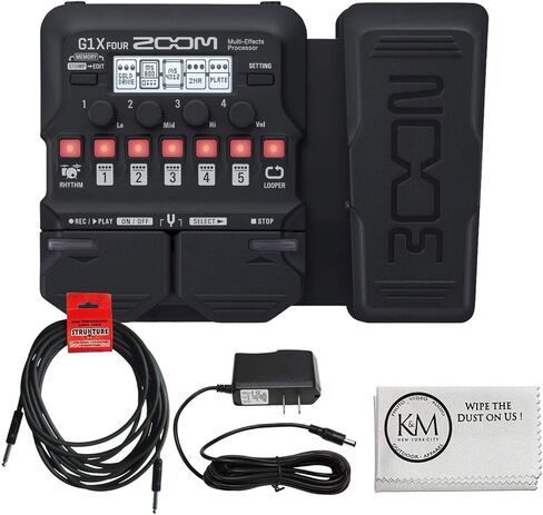 معالج Zoom G1X ذو أربعة تأثيرات متعددة للجيتار مع حزمة دواسة التعبير مع (1) كابل أداة بطول 20 قدمًا، (1) مصدر طاقة 9 فولت وقماش (3 عناصر) in Kuwait