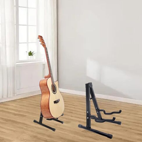 Farcaya Guitar Stand Floor Foldable A Frame Metal Guitar Stand Holder Universal for Acoustic Classical Electric Bass Guitars in Kuwait