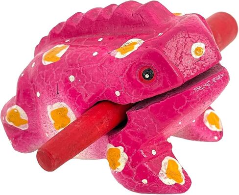 5" Wooden Frog Percussion Instrument Wood Frog Guiro Rasp Tone Block Thailand Handcraft Musical Lucky Frog Home Office Decoration Nice Gift (Brown) in Kuwait