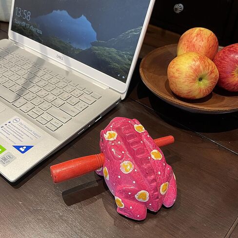 5" Wooden Frog Percussion Instrument Wood Frog Guiro Rasp Tone Block Thailand Handcraft Musical Lucky Frog Home Office Decoration Nice Gift (Brown) in Kuwait