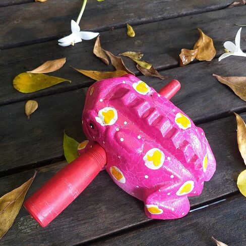 5" Wooden Frog Percussion Instrument Wood Frog Guiro Rasp Tone Block Thailand Handcraft Musical Lucky Frog Home Office Decoration Nice Gift (Brown) in Kuwait