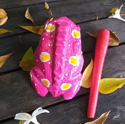 5" Wooden Frog Percussion Instrument Wood Frog Guiro Rasp Tone Block Thailand Handcraft Musical Lucky Frog Home Office Decoration Nice Gift (Brown) in Kuwait