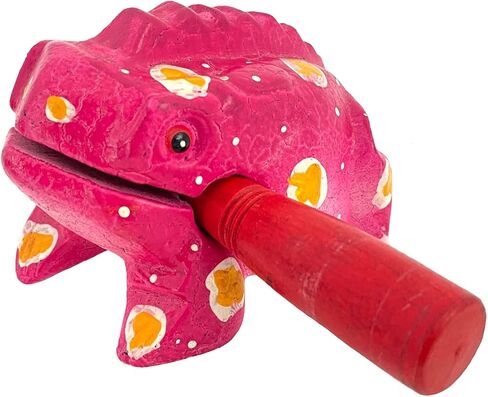 5" Wooden Frog Percussion Instrument Wood Frog Guiro Rasp Tone Block Thailand Handcraft Musical Lucky Frog Home Office Decoration Nice Gift (Brown) in Kuwait