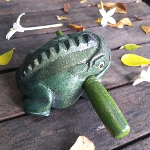 5" Wooden Frog Percussion Instrument Wood Frog Guiro Rasp Tone Block Thailand Handcraft Musical Lucky Frog Home Office Decoration Nice Gift (Brown) in Kuwait