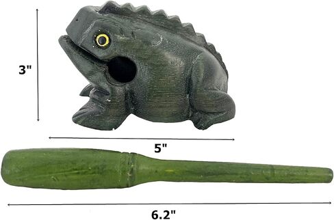 5" Wooden Frog Percussion Instrument Wood Frog Guiro Rasp Tone Block Thailand Handcraft Musical Lucky Frog Home Office Decoration Nice Gift (Brown) in Kuwait