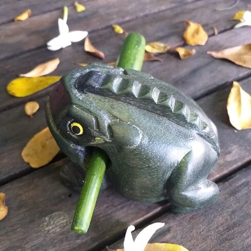 5" Wooden Frog Percussion Instrument Wood Frog Guiro Rasp Tone Block Thailand Handcraft Musical Lucky Frog Home Office Decoration Nice Gift (Brown) in Kuwait
