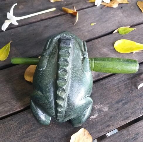 5" Wooden Frog Percussion Instrument Wood Frog Guiro Rasp Tone Block Thailand Handcraft Musical Lucky Frog Home Office Decoration Nice Gift (Brown) in Kuwait