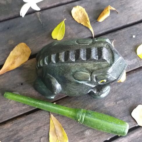 5" Wooden Frog Percussion Instrument Wood Frog Guiro Rasp Tone Block Thailand Handcraft Musical Lucky Frog Home Office Decoration Nice Gift (Brown) in Kuwait