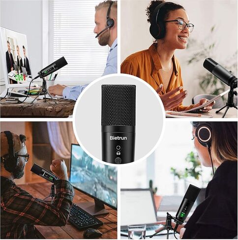 ميكروفون كمبيوتر USB مع كتم الصوت / 3.5 مم سماعة جاك ، مقبس 24 بت وتشغيل معدن مكثف Cardioid تدفق الميكروفون لجهاز ماك ويندوز الكمبيوتر المكتبي ، لاجتماعات التكبير ، يوتيوب ، التسجيل ، سكايب in Kuwait