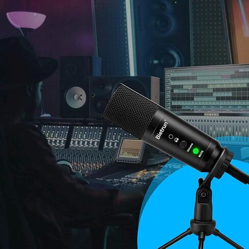 ميكروفون كمبيوتر USB مع كتم الصوت / 3.5 مم سماعة جاك ، مقبس 24 بت وتشغيل معدن مكثف Cardioid تدفق الميكروفون لجهاز ماك ويندوز الكمبيوتر المكتبي ، لاجتماعات التكبير ، يوتيوب ، التسجيل ، سكايب in Kuwait