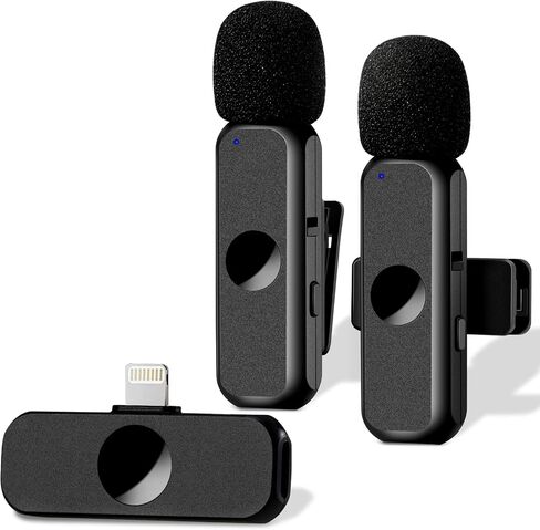 Djoyxrr Wireless Lavalier Microphone Compatible with iPhone, Mini Dual Lapel Clip on Mic for Phone Video Recording Vlog YouTube Podcast in Saudi Arabia
