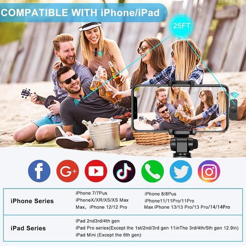 Djoyxrr Wireless Lavalier Microphone Compatible with iPhone, Mini Dual Lapel Clip on Mic for Phone Video Recording Vlog YouTube Podcast in Saudi Arabia