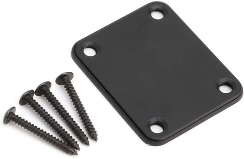 Guitar Neck Plate Standard with 4 Screws for Strat Tele Style Electric Guitar Jazz Bass Parts Replacement, Black in Saudi Arabia