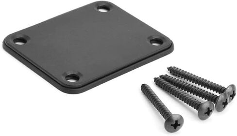 Guitar Neck Plate Standard with 4 Screws for Strat Tele Style Electric Guitar Jazz Bass Parts Replacement, Black in Saudi Arabia
