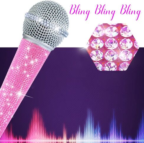 ميكروفون سلكي بلون بينك RB58 مع كيبل XLR 3.5 متر مع جهاز غناء كاريوكي دي جي خلاط نظام مكبر صوت للبالغين والاطفال، ميكروفون صوتي ديناميكي قلبي مع مقبض من حجر الراين اللامع وحزام شبكي مع حقيبة in Kuwait