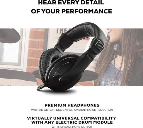 مجموعة Alesis Drum Essentials - حزمة ملحقات مجموعة الطبول الكهربائية الكاملة بما في ذلك عرش الطبل وسماعات الرأس على الأذن in Kuwait