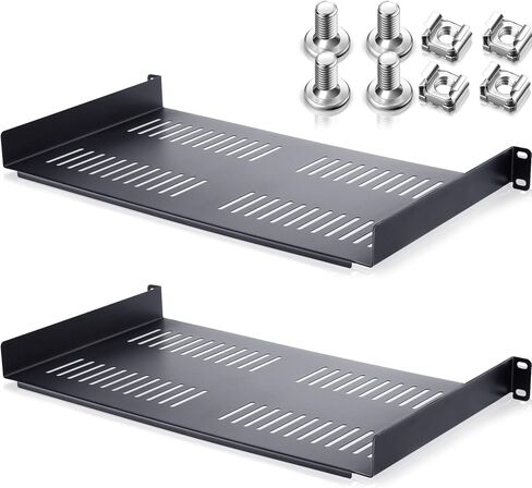 2 Pieces Rack Shelf Vented Rack Mount Shelf Universal Heavy Duty Server Rack Shelf for 19 Inch Network Equipment Rack and Cabinet 10 Inch Deep (1U,19 x 10 x 1.7 Inch) in Saudi Arabia