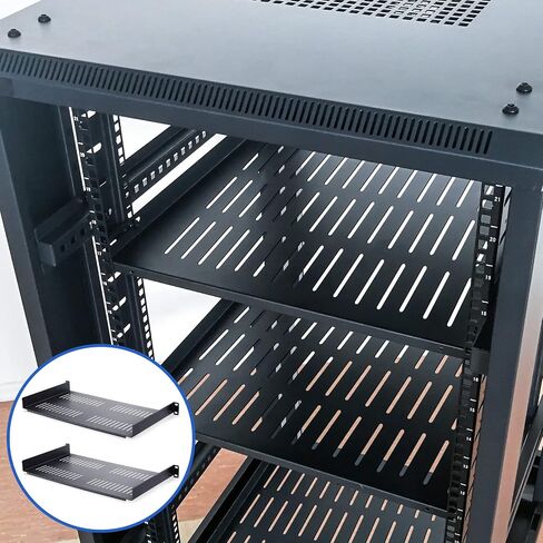 2 Pieces Rack Shelf Vented Rack Mount Shelf Universal Heavy Duty Server Rack Shelf for 19 Inch Network Equipment Rack and Cabinet 10 Inch Deep (1U,19 x 10 x 1.7 Inch) in Saudi Arabia