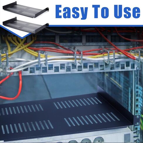 2 Pieces Rack Shelf Vented Rack Mount Shelf Universal Heavy Duty Server Rack Shelf for 19 Inch Network Equipment Rack and Cabinet 10 Inch Deep (1U,19 x 10 x 1.7 Inch) in Saudi Arabia