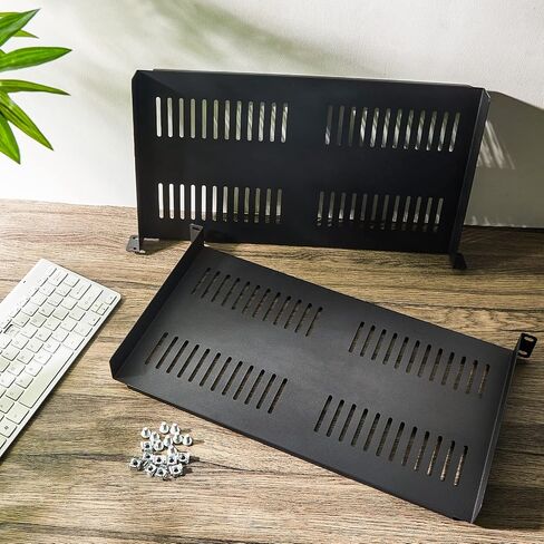 2 Pieces Rack Shelf Vented Rack Mount Shelf Universal Heavy Duty Server Rack Shelf for 19 Inch Network Equipment Rack and Cabinet 10 Inch Deep (1U,19 x 10 x 1.7 Inch) in Saudi Arabia