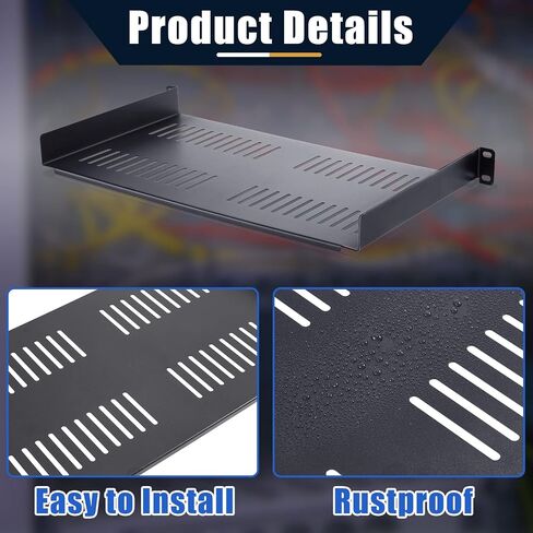 2 Pieces Rack Shelf Vented Rack Mount Shelf Universal Heavy Duty Server Rack Shelf for 19 Inch Network Equipment Rack and Cabinet 10 Inch Deep (1U,19 x 10 x 1.7 Inch) in Saudi Arabia