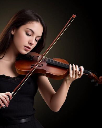 LMS كمان للأطفال Aduts 4/4 الكمان الصوتي، مجموعة كمان للأطفال بحجم كامل من الخشب الصلب للمبتدئين مع موالف حافظة روزين للكتف كتم الصوت وأوتار إضافية (4/4 (الحجم الكامل)) in Kuwait