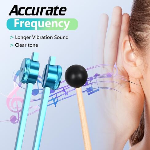 مجموعة شوكة الرنين سولفيجيو من تيباتيارد - 8 قطع شوكة ضبط ملونة مرجحة، شوكة ضبط الشاكرا للشفاء والعلاج الصوتي والتأمل in Kuwait