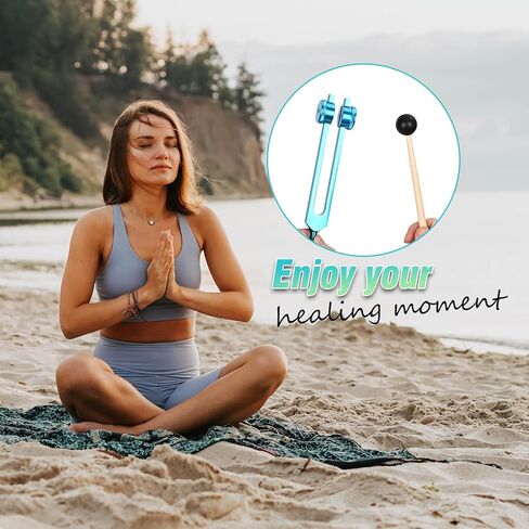 مجموعة شوكة الرنين سولفيجيو من تيباتيارد - 8 قطع شوكة ضبط ملونة مرجحة، شوكة ضبط الشاكرا للشفاء والعلاج الصوتي والتأمل in Kuwait