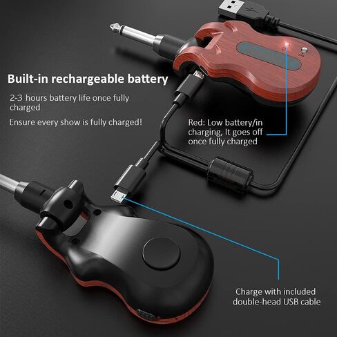 Sumina Wireless Guitar System Audio Digital Guitar Receiver مدمج ببطارية قابلة لإعادة الشحن 100 قدم in Kuwait