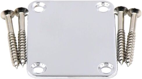 Bass Guitar Neck Plate with Mounting Screws,Replacement Metal Neckplate 4 Holes Neck Joint Board for Electric Guitar (Black) in Saudi Arabia