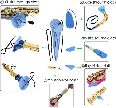 Luvay Saxophone Cleaning Care kits with Case (EVA Box) for Clarinet, Flute and Wind & Woodwind instrument in Kuwait